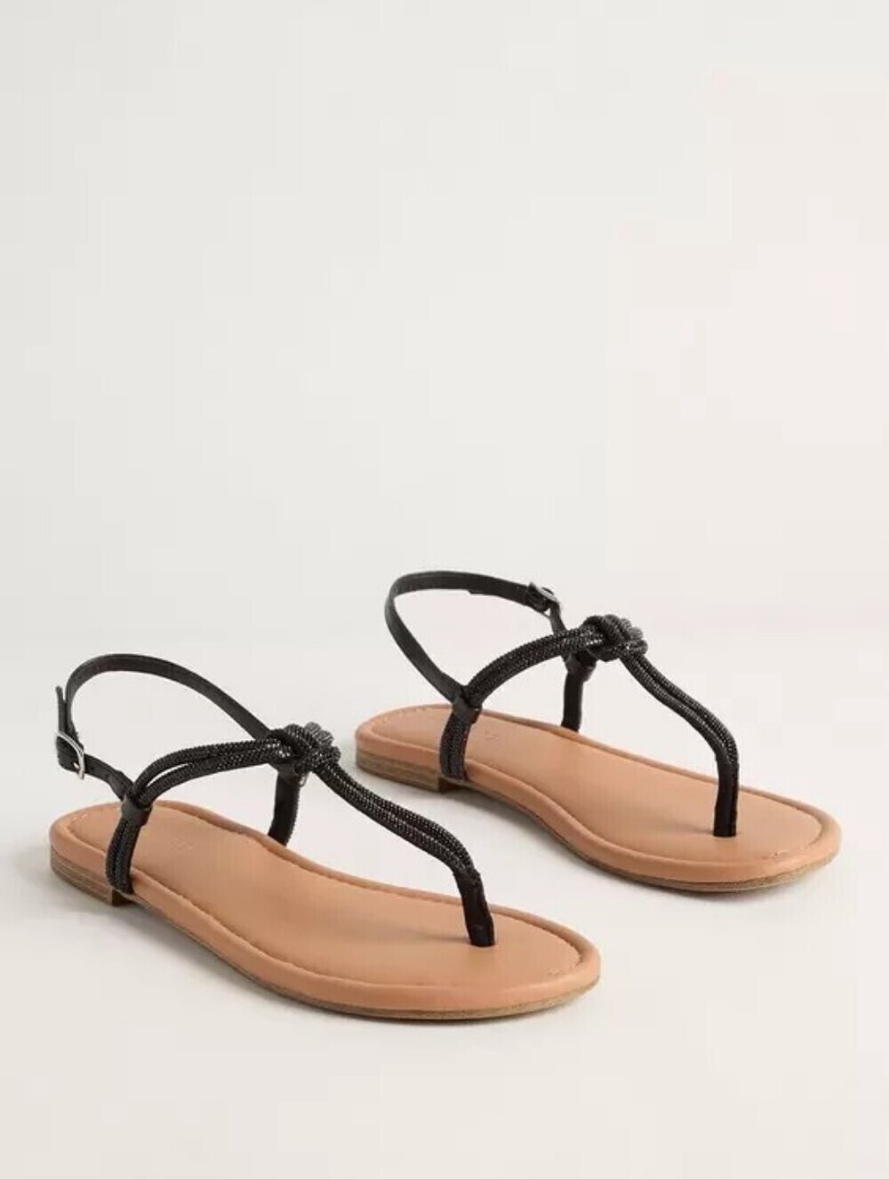 Torrid embellished t-strap knot black sandals 9WW wide width new